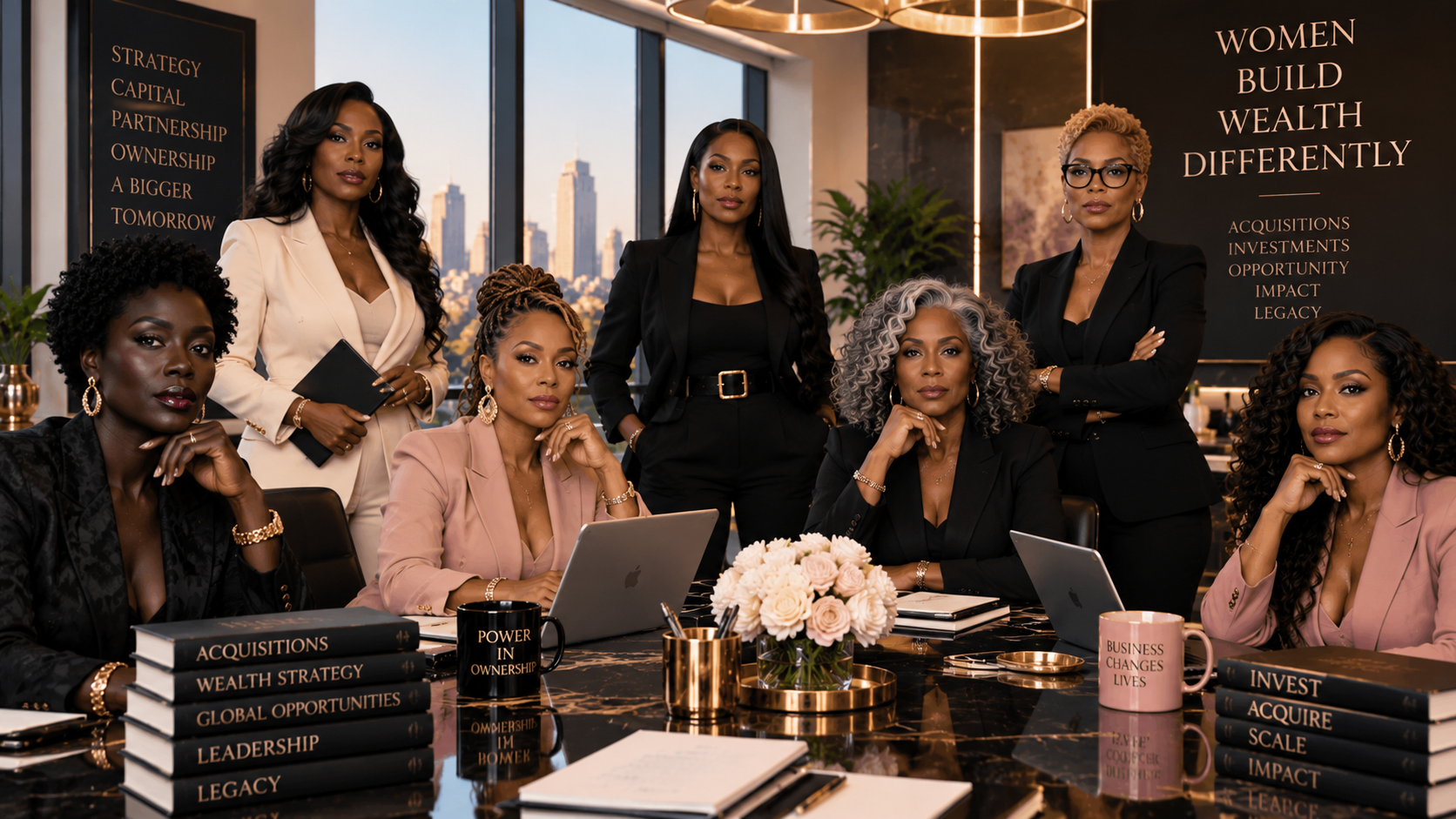 Black women executives gathered around a boardroom table